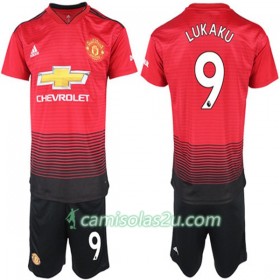 Camisolas de Futebol Manchester United Lukaku 9 Criança Equipamento Principal 2018/19 Manga Curta